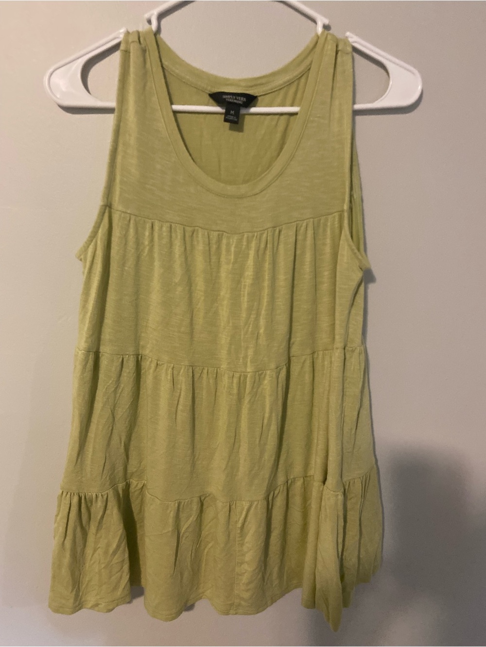 Simply Vera Vera Wang Tiered Tank Top in Light Lime